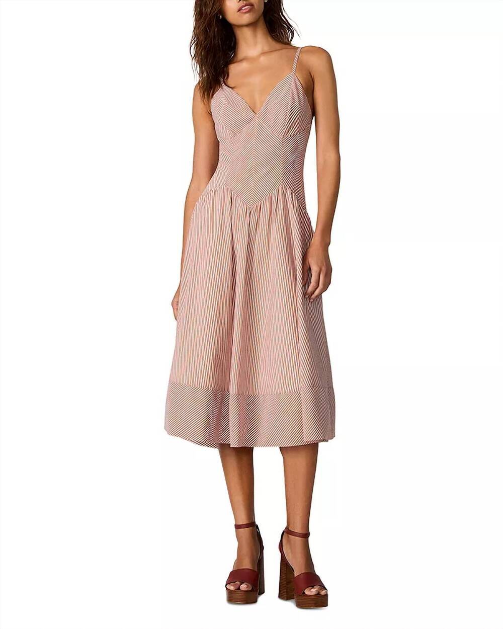 NEW STEVE MADDEN una midi dress in carmel and cream